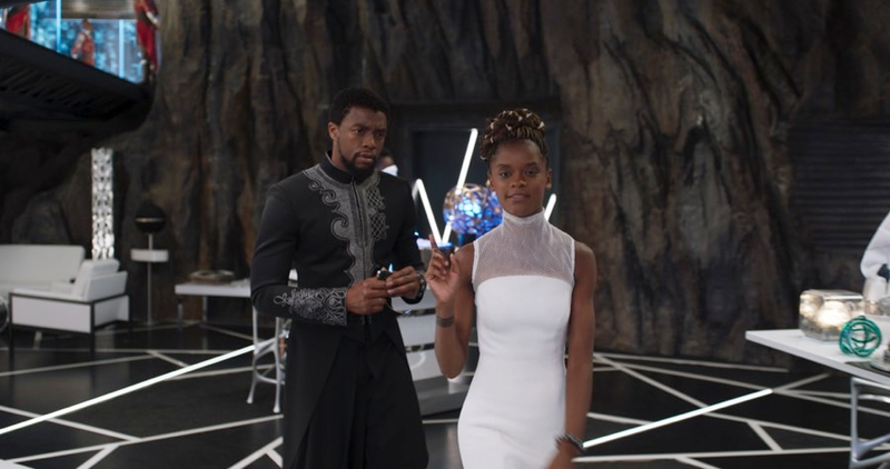 T’Challa (Chadwick Boseman) and Shuri (Letitia Wright) in Black Panther.